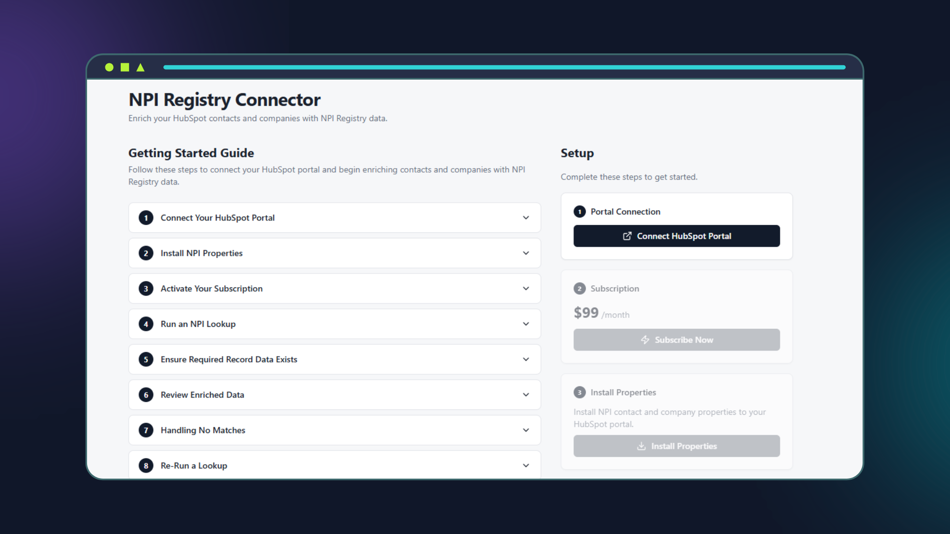NPI Registry Connector Dashboard
